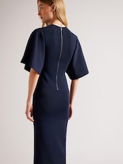Ted Baker Blue Lounia Fluted Sleeve Knitted Bodycon Midi Dress - Image 2 of 5
