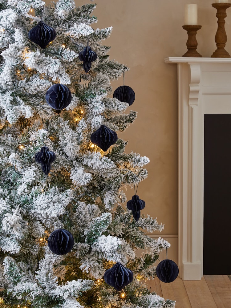 10 Pack Navy Blue Paper Christmas Baubles - Image 1 of 5