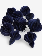 10 Pack Navy Blue Paper Christmas Baubles - Image 2 of 5