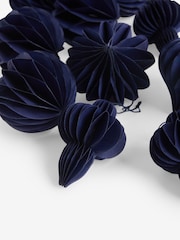 10 Pack Navy Blue Paper Christmas Baubles - Image 3 of 5