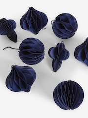 10 Pack Navy Blue Paper Christmas Baubles - Image 4 of 5