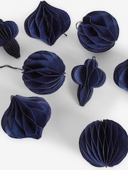 10 Pack Navy Blue Paper Christmas Baubles - Image 5 of 5