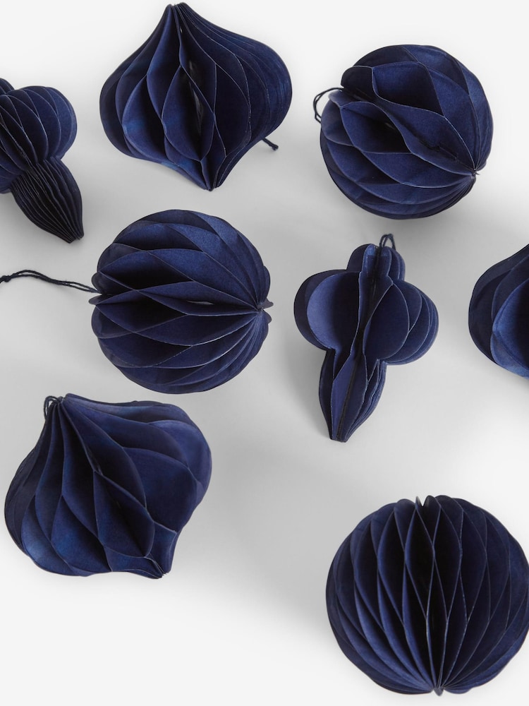 10 Pack Navy Blue Paper Christmas Baubles - Image 5 of 5