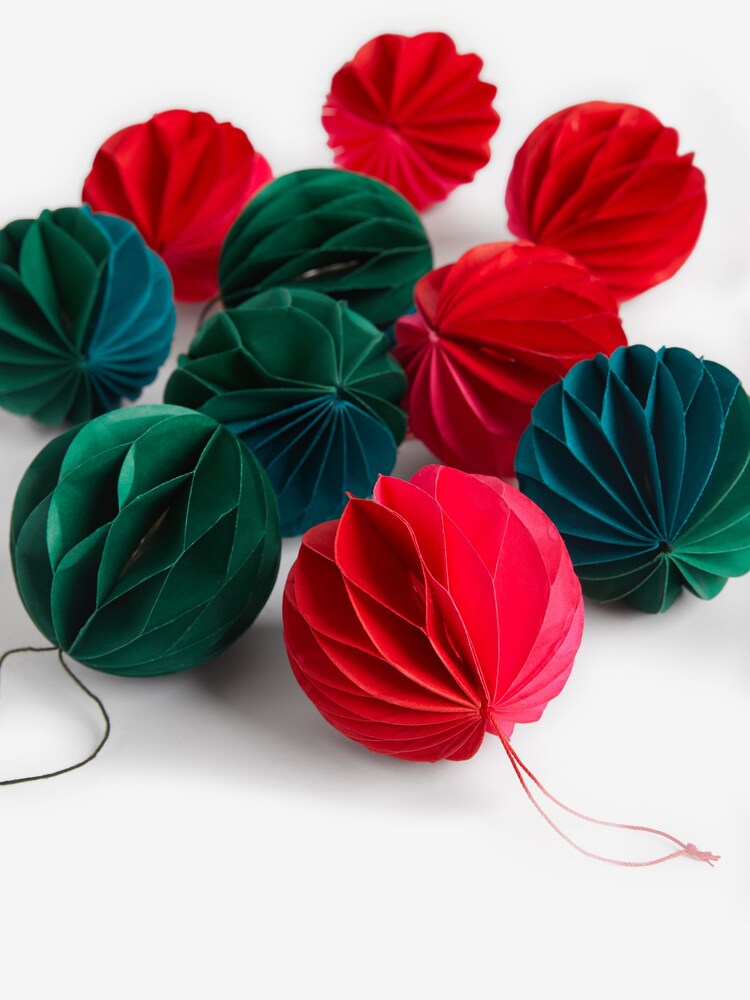 10 Pack Multi Paper Christmas Baubles - Image 3 of 7