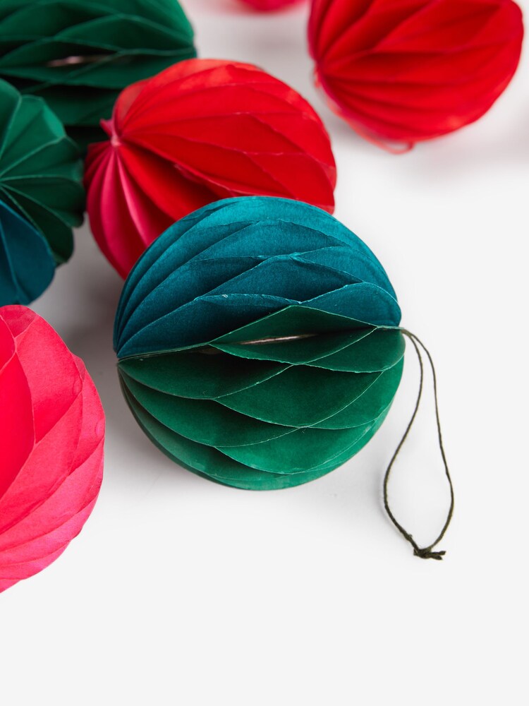 10 Pack Multi Paper Christmas Baubles - Image 4 of 7