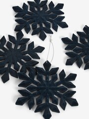 6 Pack Navy Shatterproof Snowflake Christmas Baubles - Image 2 of 6