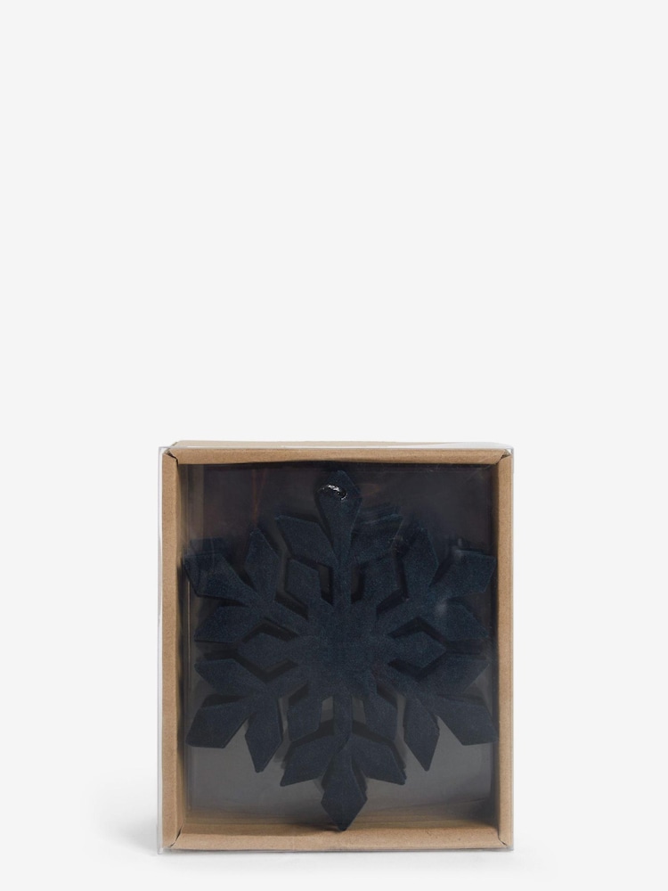 6 Pack Navy Shatterproof Snowflake Christmas Baubles - Image 6 of 6