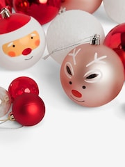 50 Pack Red/White Christmas Baubles - Image 1 of 4