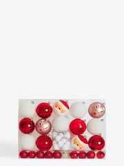 50 Pack Red/White Christmas Baubles - Image 3 of 4