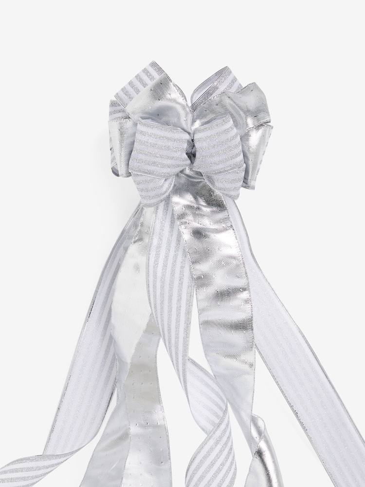 Silver Bow Christmas Tree Topper - Image 2 of 4