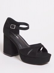 Simply Be Black Cross Front Platform Sandals - Image 1 of 7