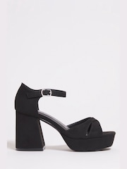 Simply Be Black Cross Front Platform Sandals - Image 2 of 7