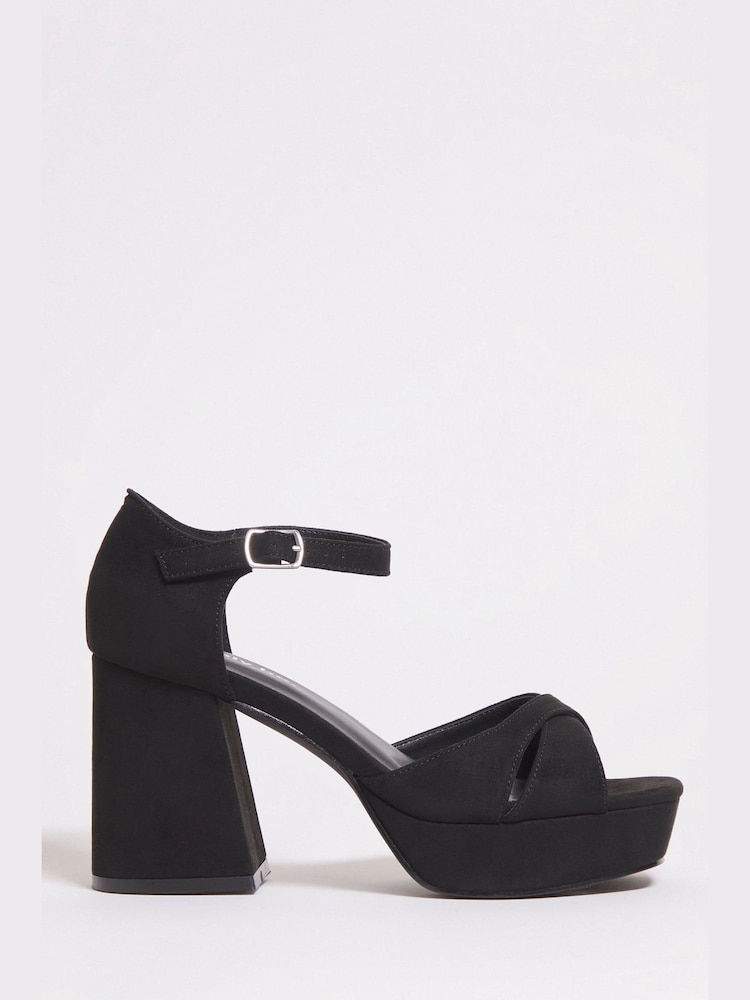 Simply Be Black Cross Front Platform Sandals - Image 2 of 7