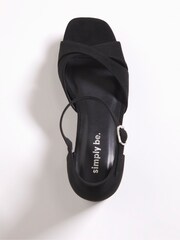 Simply Be Black Cross Front Platform Sandals - Image 3 of 7