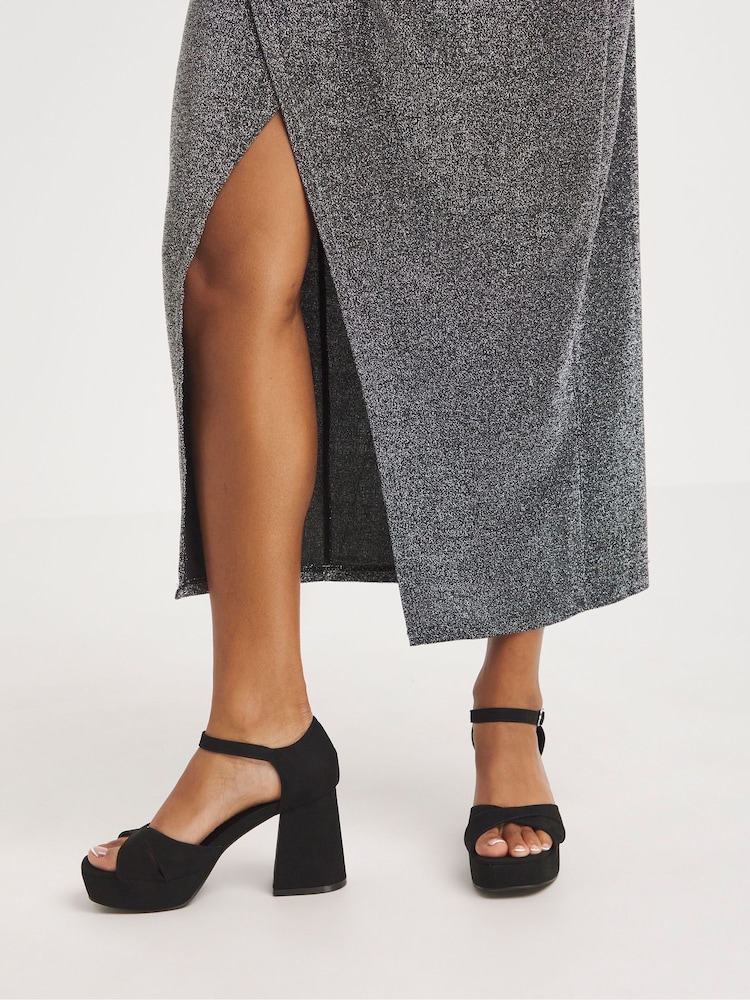 Simply Be Black Cross Front Platform Sandals - Image 7 of 7