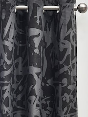 Black Splatter Eyelet Blackout/Thermal Curtains - Image 2 of 4