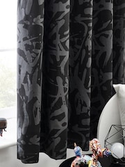 Black Splatter Eyelet Blackout/Thermal Curtains - Image 3 of 4