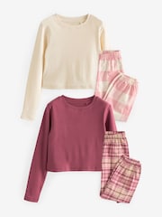 Pink/Cream Woven Check Pyjamas 2 Packs (3-16yrs) - Image 4 of 5
