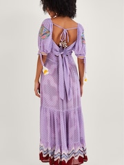 Monsoon Purple Chevron Trim Print Maxi Dress - Image 4 of 7