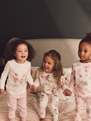 Rosa/Ecru/Fee - Kuscheliger Langarm-Pyjama mit Print im 3er-Pack (9M.–8J.) - Bild 1 von 8