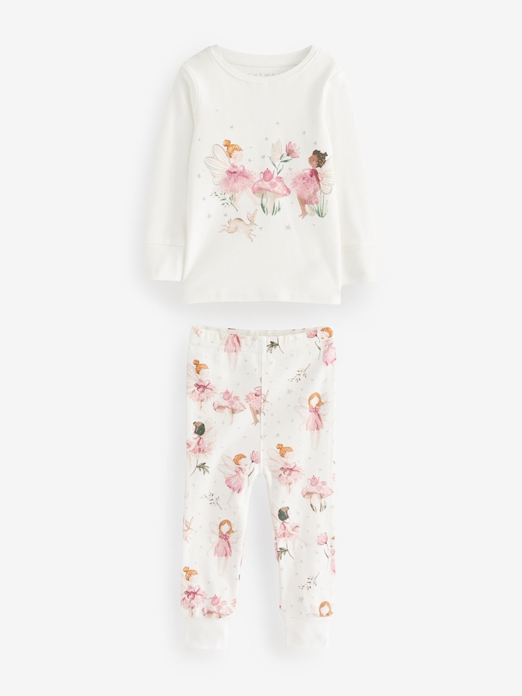 Fée rose/écru blanche - Lot de 3 pyjamas imprimés en se blouson manches longues (9mois -8ans) - Image 5 of 8