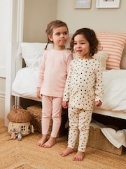 Pink/Cream Spot/Stripe Rib Pyjamas 2 Pack (9mths-12yrs) - Image 1 of 10