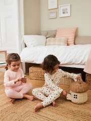 Pink/Cream Spot/Stripe Rib Pyjamas 2 Pack (9mths-12yrs) - Image 2 of 10