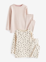 Pink/Cream Spot/Stripe Rib Pyjamas 2 Pack (9mths-12yrs) - Image 3 of 10