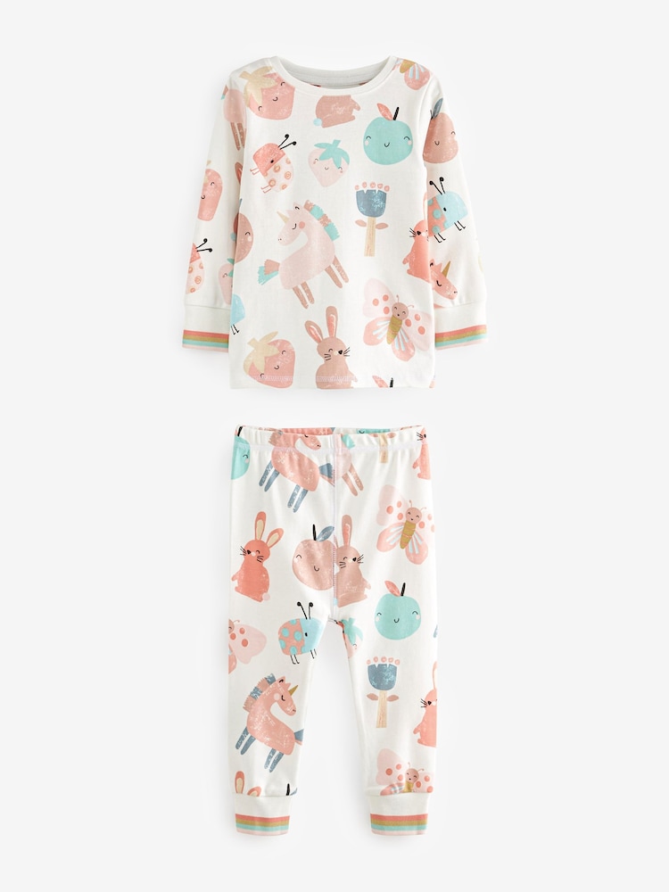 Rose/bleu personnage licorne - Lot de 3 pyjamas imprimés en se blouson manches longues (9mois -8ans) - Image 7 of 9