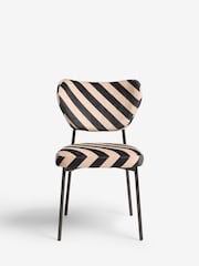 Rockett St George Set of 2 Studio Stripe Velvet Sand and Black Perfect Dining Chairs - Image 2 of 6