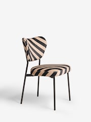 Rockett St George Set of 2 Studio Stripe Velvet Sand and Black Perfect Dining Chairs - Image 3 of 6