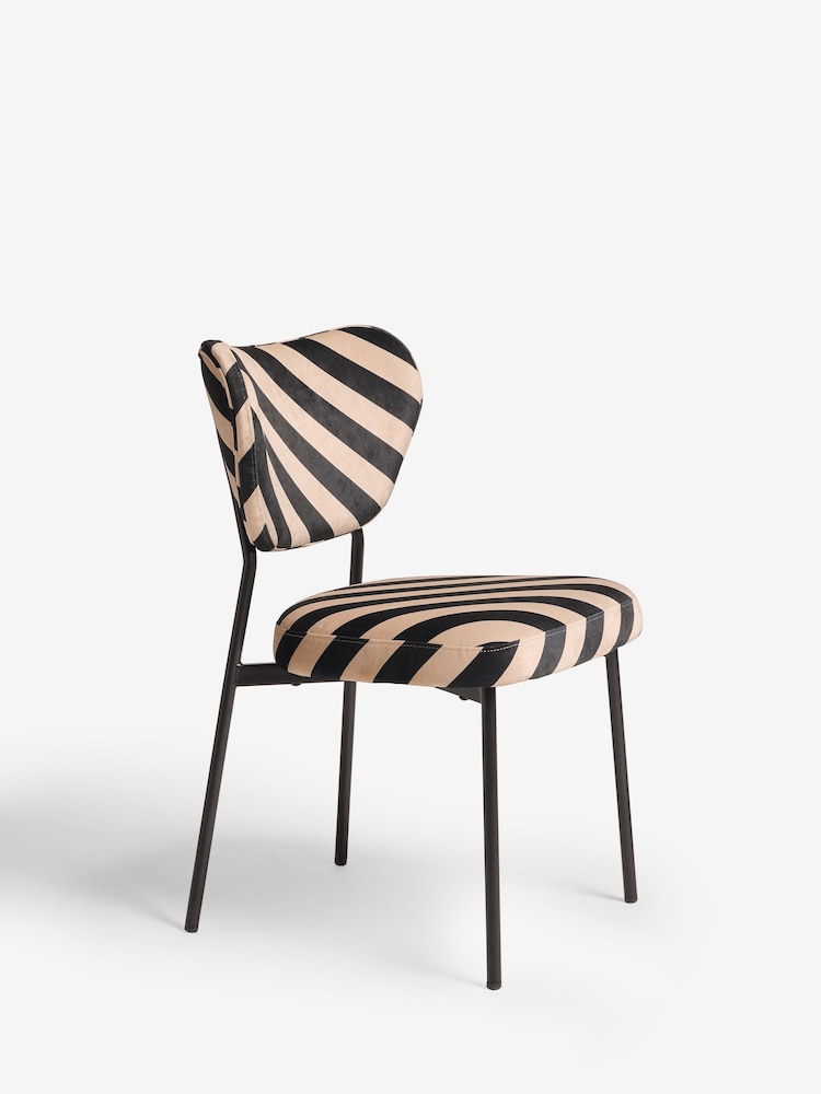 Rockett St George Set of 2 Studio Stripe Velvet Sand and Black Perfect Dining Chairs - Image 3 of 6