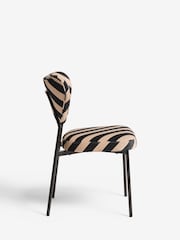 Rockett St George Set of 2 Studio Stripe Velvet Sand and Black Perfect Dining Chairs - Image 4 of 6