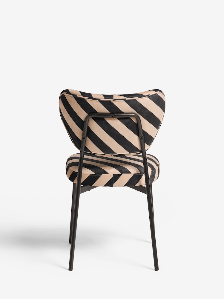 Rockett St George Set of 2 Studio Stripe Velvet Sand and Black Perfect Dining Chairs - Image 5 of 6
