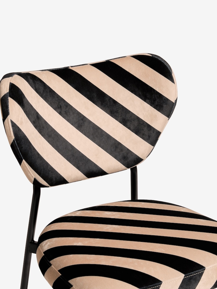 Rockett St George Set of 2 Studio Stripe Velvet Sand and Black Perfect Dining Chairs - Image 6 of 6