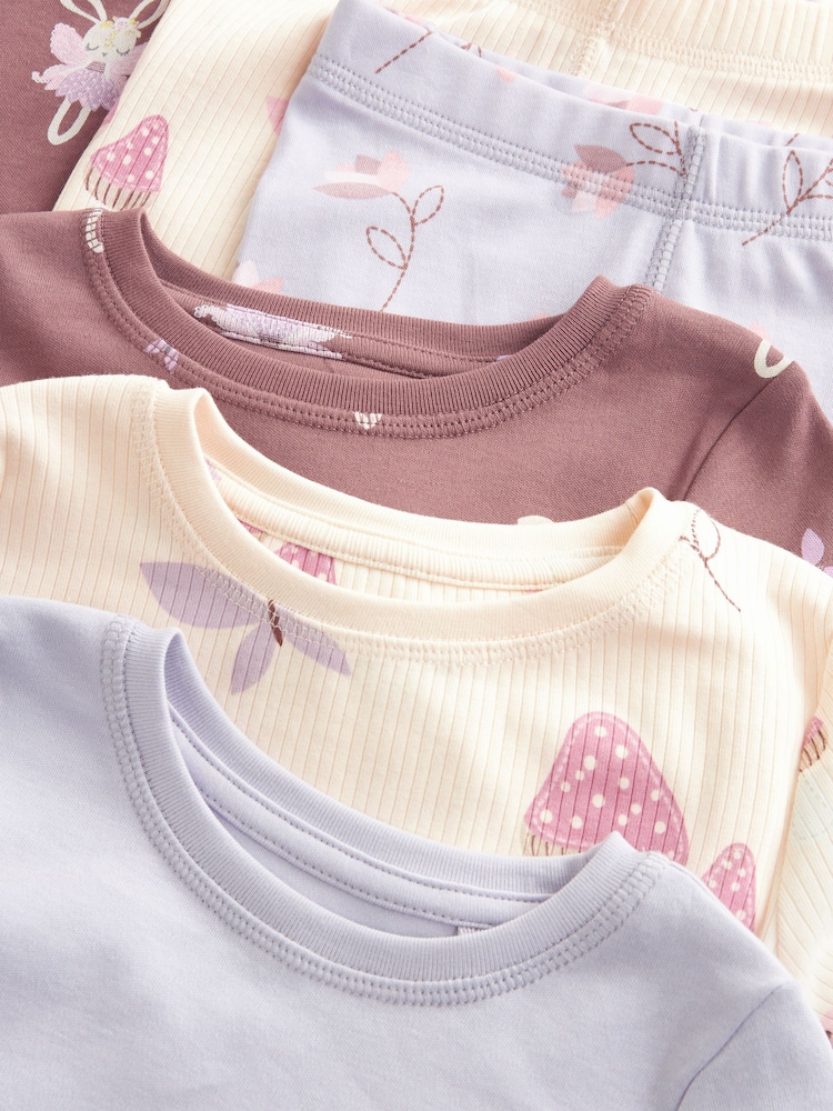 Purple/White Bunny Long Sleeve Printed Snuggle Pyjamas 3 Pack (9mths-8yrs) - Image 9 of 10