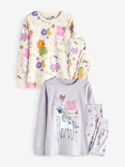 Peppa Pig Lilac Purple/White 2 Pack License Snuggle Pyjamas (9mths-8yrs) - Image 4 of 9