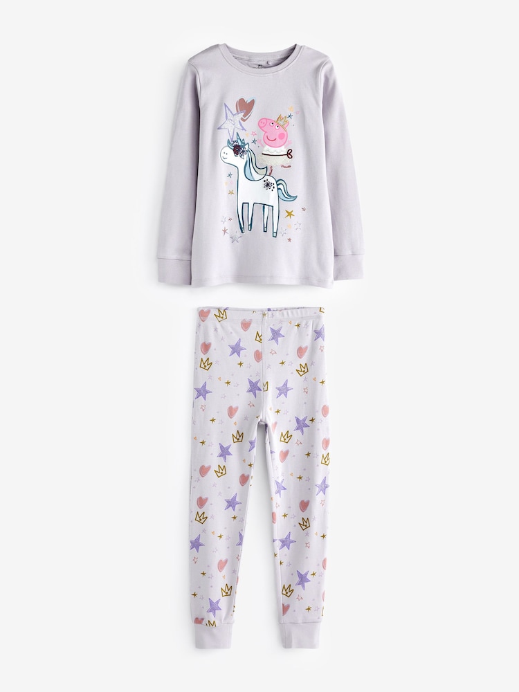 Peppa Pig lilas violet/blanc - Lot de 2 pyjamas Se blottir sous licence (9mois à8ans) - Image 5 of 9