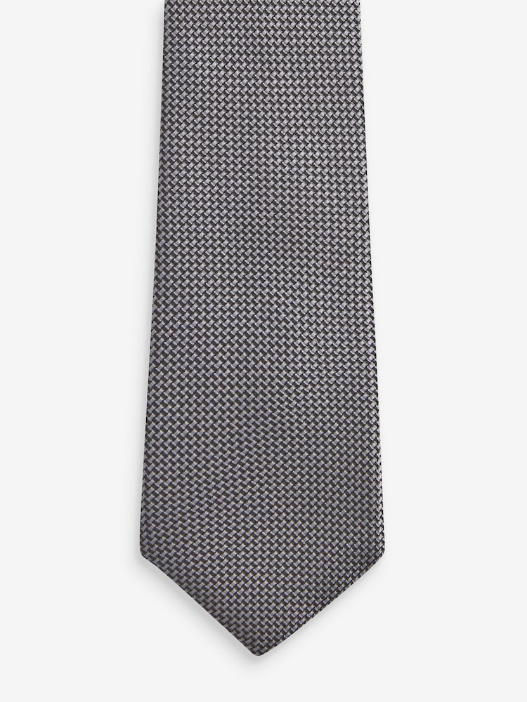 Light Grey Textured Silk Tie - Image 2 of 3