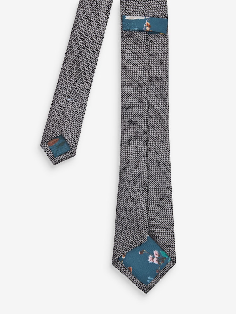 Light Grey Textured Silk Tie - Image 3 of 3