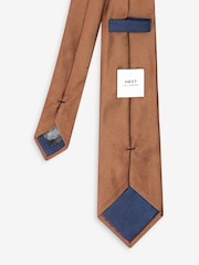 Navy Blue/Tan Brown Twill Ties With Tie Clip 2 Pack - Image 9 of 10