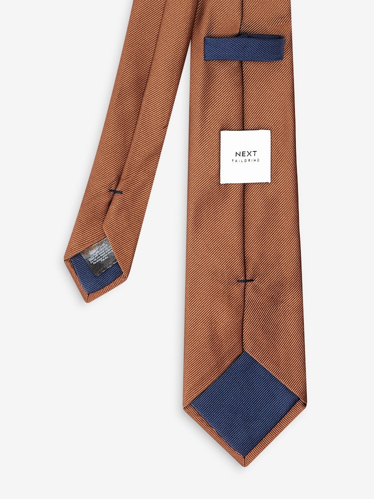 Navy Blue/Tan Brown Twill Ties With Tie Clip 2 Pack - Image 10 of 10