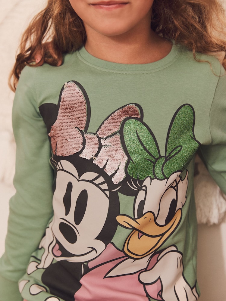 Pink/Green 2 Pack Minnie Mouse And Daisy Duck 100% Cotton Snuggle Pyjamas (9mths-10yrs) - Image 4 of 6