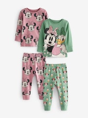 Pink Grün - 2er-Pack Kuschelpyjamas mit Minnie Mouse und Daisy Duck aus 100 % Baumwolle (9 Monate bis 10 Jahre) - Bild 6 von 6