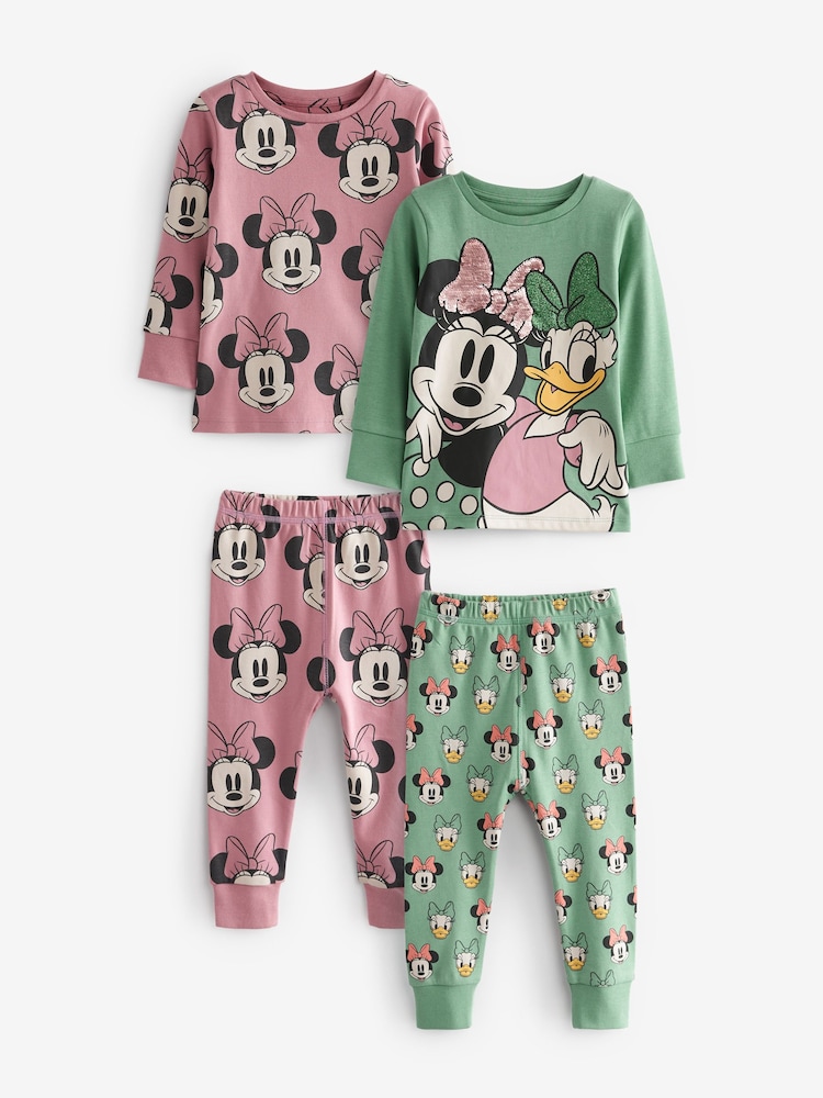 Pink Grün - 2er-Pack Kuschelpyjamas mit Minnie Mouse und Daisy Duck aus 100 % Baumwolle (9 Monate bis 10 Jahre) - Bild 6 von 6