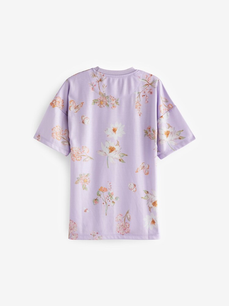 Coral Pink/Purple Floral Nighties 2 Pack (2-14yrs) - Image 4 of 4