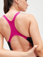 Speedo Womens Black/Pink Medley Logo 1 Piece Swimsuit - Image 6 of 7
