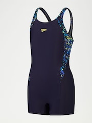 Speedo Black Print Panel Girls Legsuit Swimsuit - Image 2 of 4