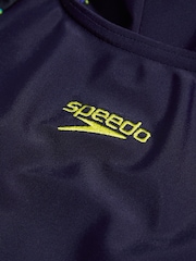 Speedo Black Print Panel Girls Legsuit Swimsuit - Image 4 of 4