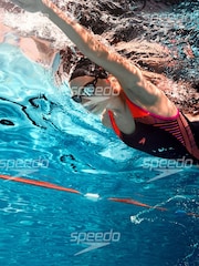 Speedo Navy/Pink Placement Laneback Swimsuit - Image 6 of 7